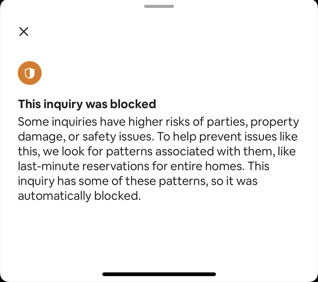 Inquiry blocked Airbnb hosts forum