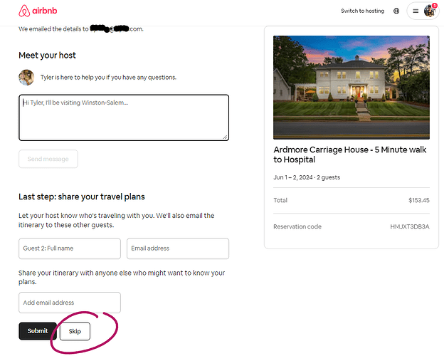 optional guest info on airbnb
